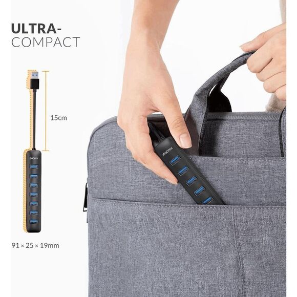 7 Ports USB Splitter Portable USB Hub for Laptop, iMac, Surface Pro, XPS, Camera - Picture 6 of 8